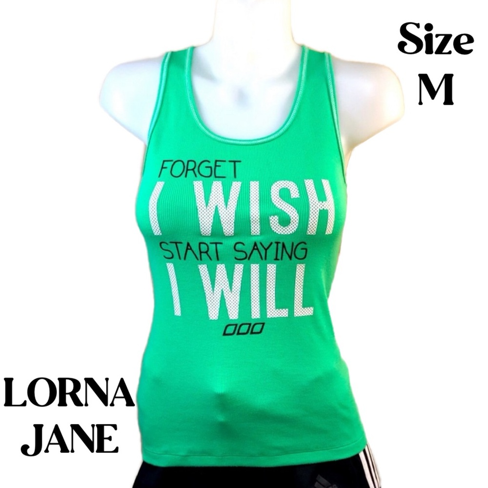 NEW LORNA JANE ACTIVE RACERBACK YOGA TANK GREEN SIZE M